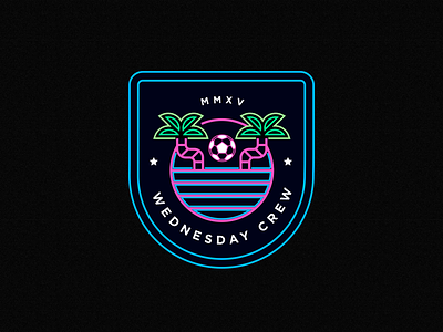 Futbol Logo Design badge beach branding futbol logo futbol team logo design miami logo palms retro colors