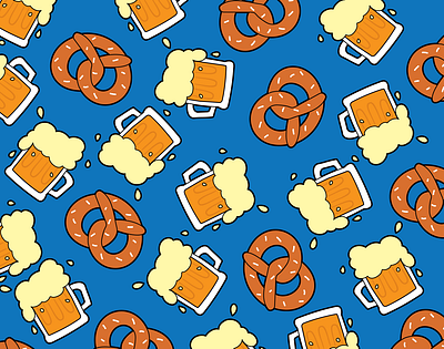 Beer and pretzel pattern beer beer pattern design drinking fast food food food festival food pattern illustration junk food octoberfest oktoberfest pattern pretzel pretzel lover pretzels and beer