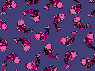 Pink fish pattern aquatic blue color fish fresh purple marine ocean pink random pattern safe scales sea swimming under the sea washable water