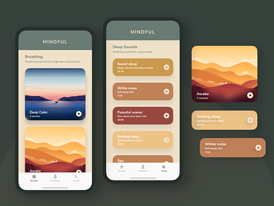Mindful - Meditation app agency app breathing clean colors concept design exercise focus health illustraion illustration ios meditation mindful mindfulness relax sleep ui ux