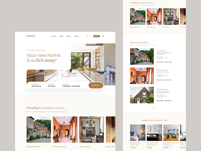 Real estate website design appartment buy header hero home homepage house property realestate search bar sell villa webdesign website