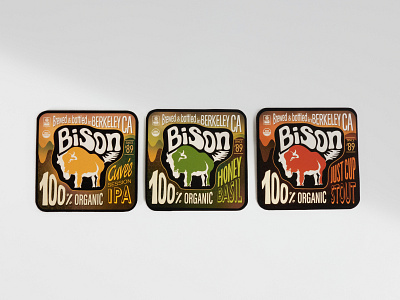 Bison organic beer coasters design branding branding agency branding concept branding design graphic design graphicdesign illustration layout design logo typography