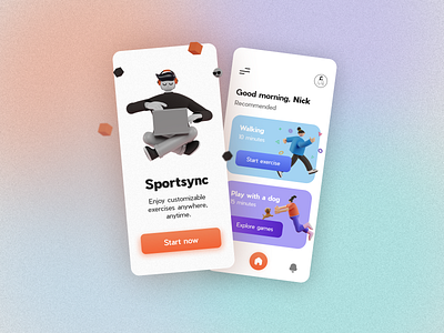 Exercise app concept 3d design fimga graphic design ui ux
