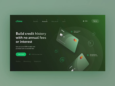 Web Design: Landing page for Chime animation bank banking design figma finance flat icon minimal mockup motion graphics protopie ui ux vector web webdesign