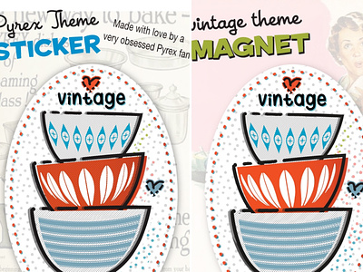Vintage Lover Sticker and Magnet illustration product sticker magnet