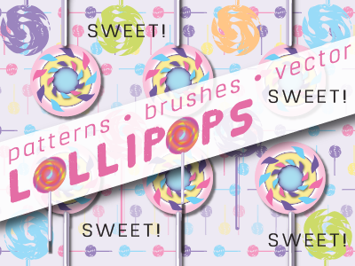 Lollipops Patterns, Vector and Brushes adobe illustrator ai candies candy candy illustration continuous pattern fish illustrator illustrator swatches pattern fill pattern swatches patterns