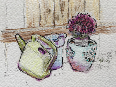 Flower Pot Sketch garden handdrawn illustration pencils