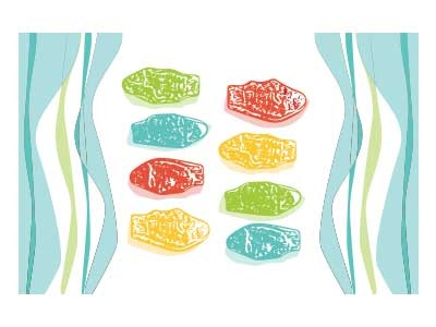 Tea towel Swedish Fish candy gummies spoonflower swedish fish textile design