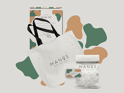 MANOS Branded Stationary bag design branding and identity branding concept business card business card design business card design ideas logo package design packaging pattern pencil polygraphy pricelist printables stationary typography vector