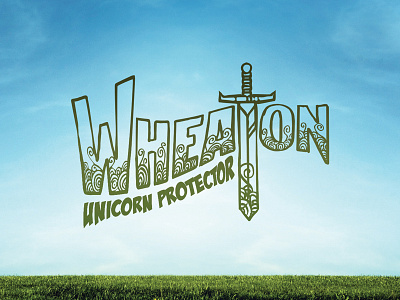 Wheaton - Unicorn Protector logo grass illustration illustrator logo sky sword