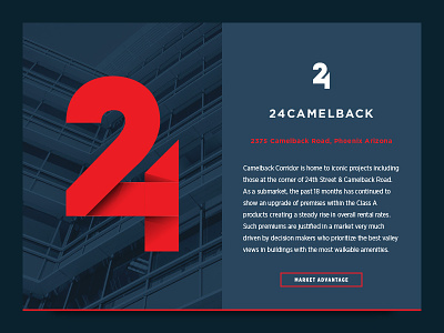 24 Camelback property marketing 24 blue branding logo office phoenix red ribbon shadow