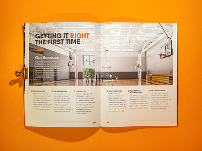 Nibbi Brothers brochure - test photo brochure construction design editorial layout orange photo spread