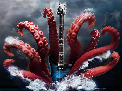 Album cover concept album attach guitar ocean octopus tentacles