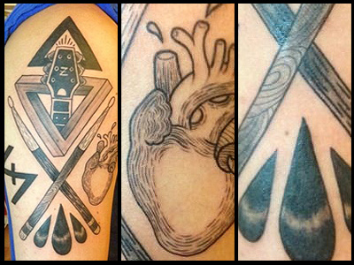 Mcbess-inspired tattoo drums guitar heart illustration ink mcbess music tattoo