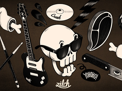 Cover 2014 black and white cover drums facebook guitar hand lettering knife lightning mcbess meat skull zilch