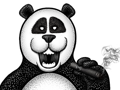 P-P-PANDA art artist black and white cigar illustration malaysia panda singapore zilch