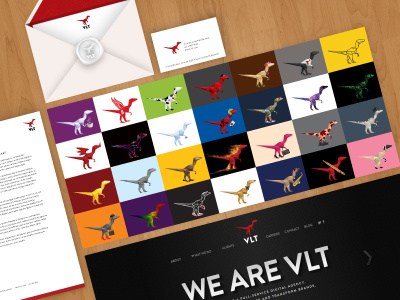 VLT - compilation art direction branding business card corporate dino dinosaur letterhead logo polygon website