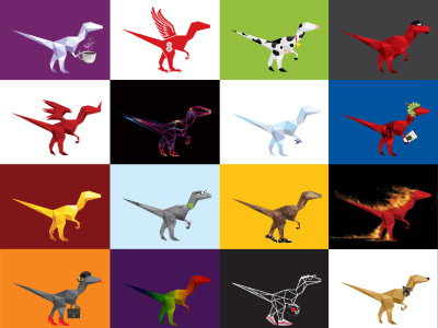 VLT - personalised dinos part 1 art direction branding corporate dino dinosaur logo polygon