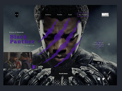 Black Panther Header UI Design black panther black panther designs black panther ui dailyui design marvel designs ui ui design ux web app web designs