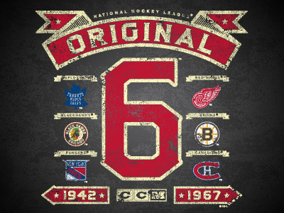 Original Minded ccm distressed hockey logos nhl puck six sports t shirt vintage