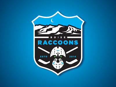 Boise Raccoons Shoulder Patch animal black boise branding cyan fantasy hockey identity league logo mask raccoons