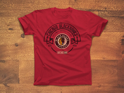 CCM Harvester T-shirt apparel blackhawks branding ccm chicago hockey logo nhl sports t shirt vintage woodgrain