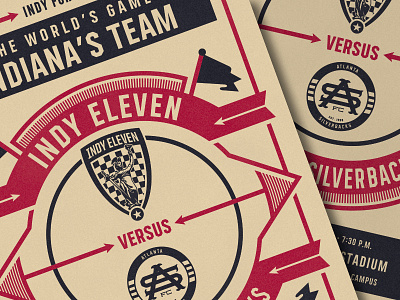 Indy Eleven vs. Atlanta Silverbacks Poster atlanta field indiana logo navy pennants poster red soccer sports texture typography