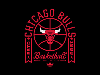 Top Banner adidas apparel basketball bulls chicago logo nba script sports type vintage
