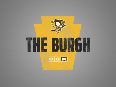 The Burgh ccm distressed hand drawn hockey keystone logo penguins pittsburgh sports texture vintage