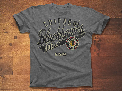 Open Season apparel blackhawks chicago distressed logo nhl script sports tailsweep type vintage