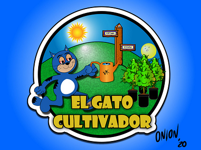 Gato cultivador Logo Design