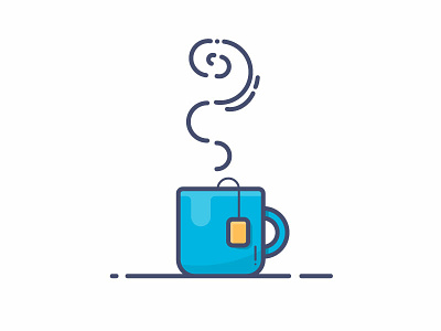 Friday Afternoon blue cup of tea icon illustraor illustration line art mug tea tea cup