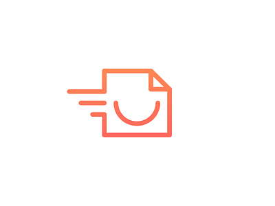 Unused Logo Mark fast fold gradient orange outline paper print red round smile warm