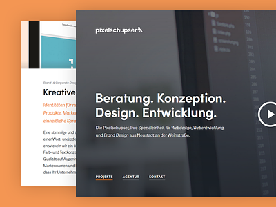Pixelschupser Website Redesign background image flat minimal orange redesign relaunch simple sofia typography web website wordpress