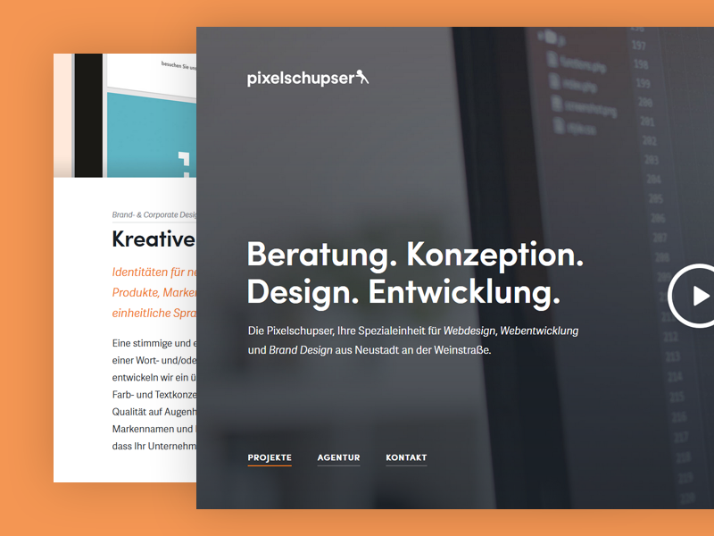 Pixelschupser Website Redesign wordpress typography sofia orange background image flat simple minimal website web relaunch redesign
