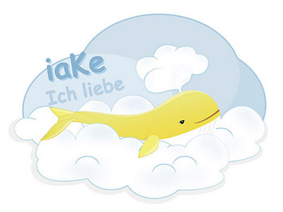 Whale swims through cloud. cloud illustration whale