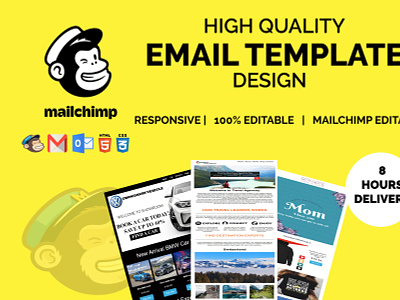 I will design professional HTML email template and newsletter branding design email design email template html css html template illustration illustrator logo typography vector website