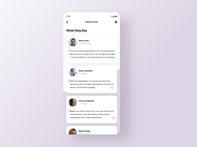 DailyUI 039 : Testimonials app apps daily ui dailyui design design app designers mobile apps testimonial testimonials ui ux design uidesign user interface design web design