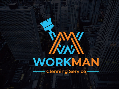 Work Man Cleaning Service cleaning logo corporate logo iconic logo logo design logodesign service logo typography