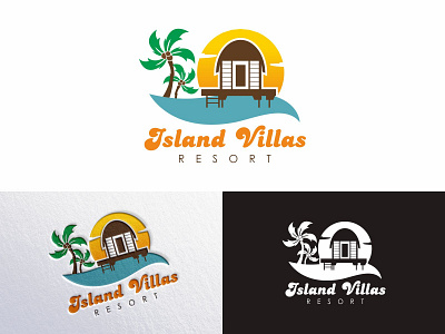 island villas resort africa animal branding classic design holiday icon illustration island logo mascot resort travel vacation vector