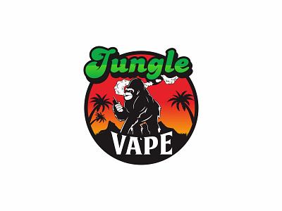 gorilla vape jungle animal branding classic design gorila icon illustration king kong logo mascot smoke vape vector