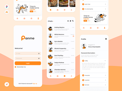 Panme - A mobile app for cooking enthusiasts. app design illustration logo mobile app mobile ui uidesign ux uxdesign uxui