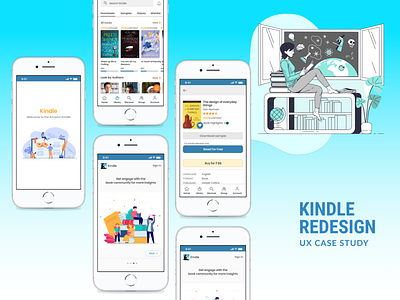 Kindle Redesign UX Case Study interaction design mobile app prototype ui design ux design ux designer web app