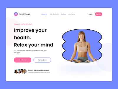 Yoga Studio app care design graphic design health illustration landing online ui web web design yoga yoga studio