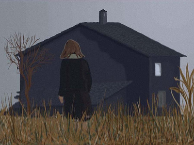 Дом design девочка дом кино одиночество осень открытка фотошоп цифровая живопись