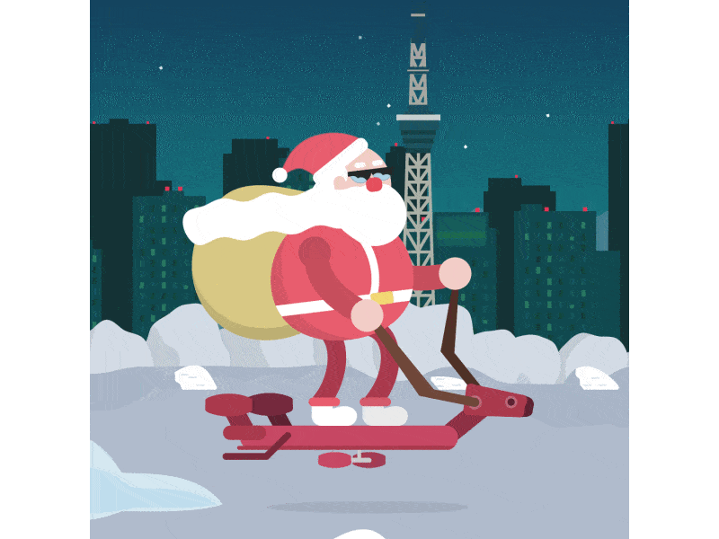 HAPPY HOLYDAY Hover Santa Claus animation christmas culture design happy holidays illustration japan motion motion design motion graphic motiongraphics santa santa claus tokyo