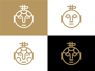 Icon Exploration black branding face gold icon illustration line art logo symbol