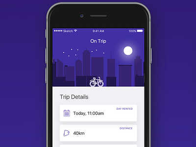 Bike-sharing service ios app design app design bike book card illustration ios mobile ride sharing trip ui user interface ux