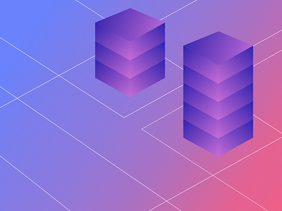 Isometric Blocks 3d gradients illustration isometric pink purple sketch