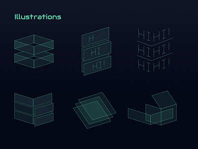 Ilustrations for a recent project for a landing page for 54gene blue dark gradient graphic design green icons illustration isometric science sketch